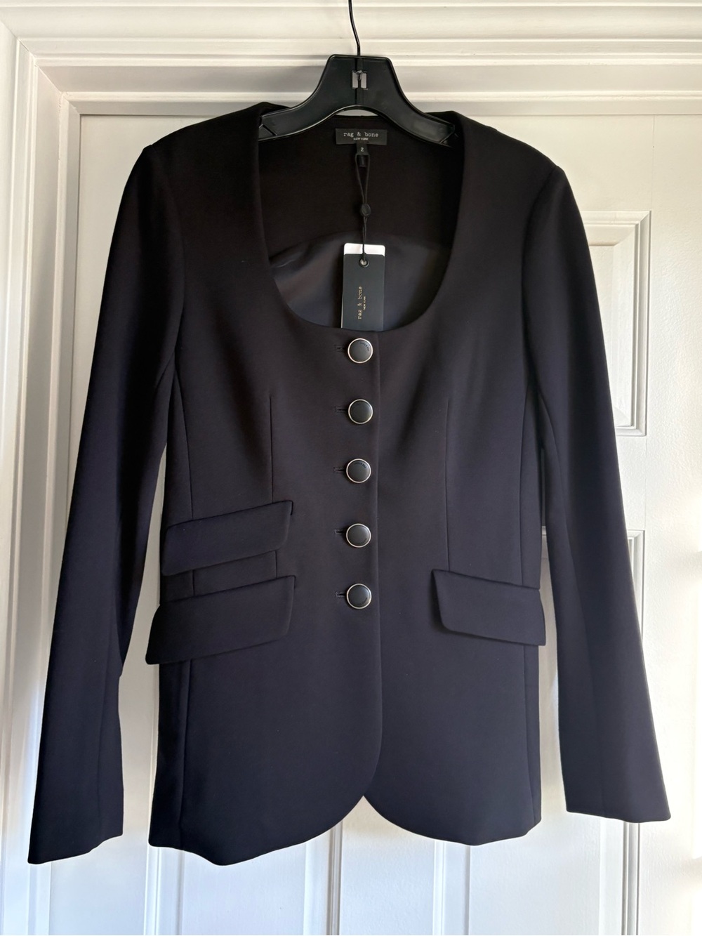 rag & bone Black Scoop-Neck Button Blazer NWT